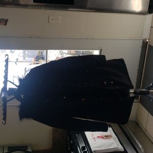 Black faux fur trench jacket